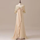 Женское платье для матери невесты, кружевное платье цвета шампанского с глубоким вырезом, V-образным вырезом, плиссированное на спине, 2020