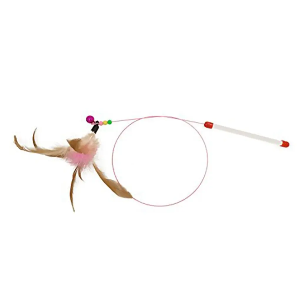 

HOT Wire Funny Cat Stick Cat Toy Pet Toy With Feather Bells Funny Cat Pole Pet Supplies Fishing Chicken Hair Funny Cat Stick
