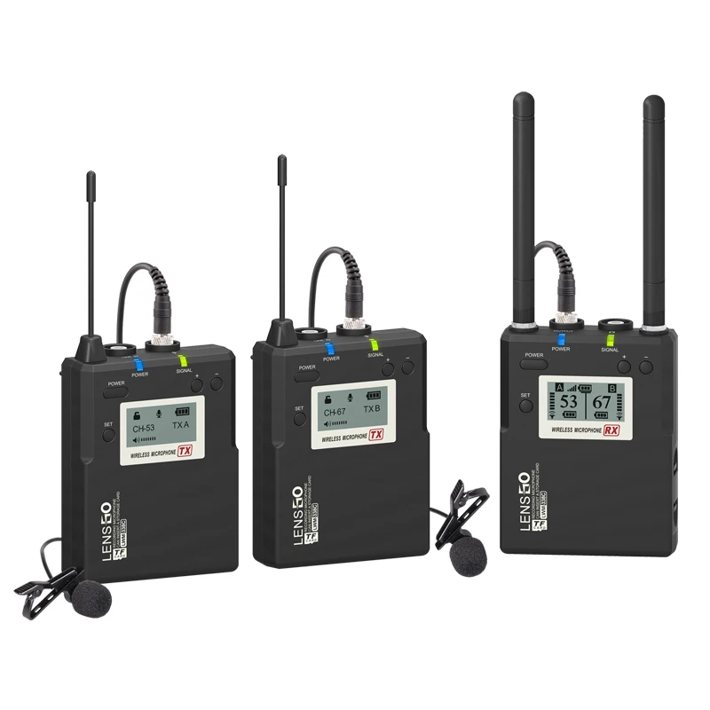 저렴한 Lensgo 338C 무선 마이크 소음 감소 전문 비디오 녹화 마이크 Lavalier 마이크 Canon Nikon Sony 카메라 용