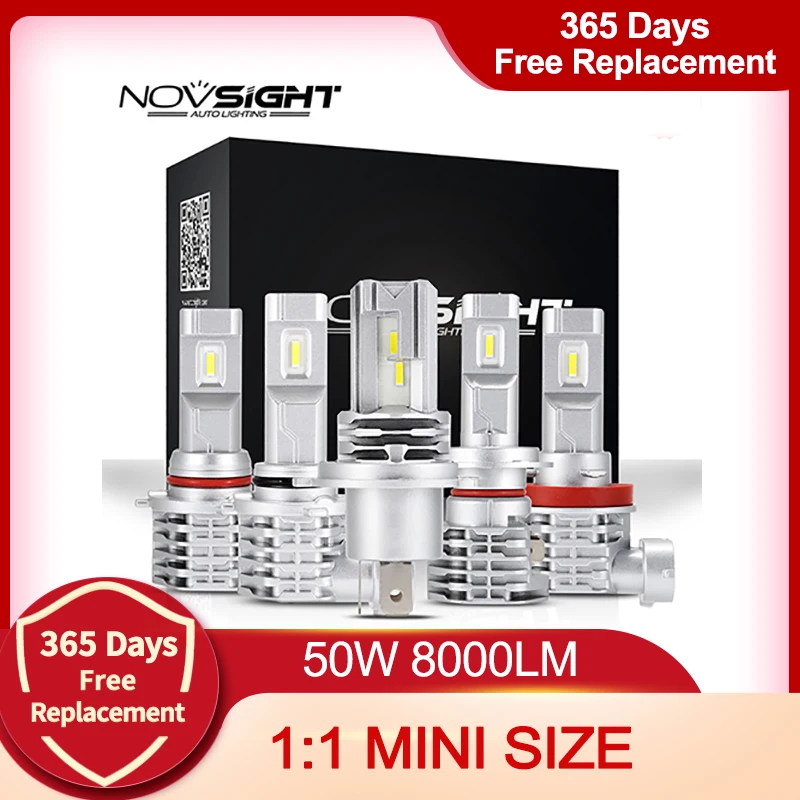 NOVSIGHT новейший дизайн 1:1 мини светодиод машины фара H11 H4 H7 9005 9006 HB3 HB4 50 Вт 6000 К белые