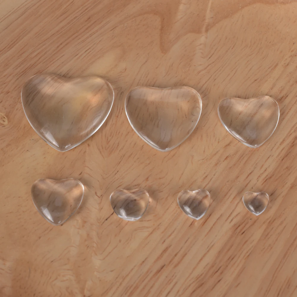 

Transparent Glass Love Heart Shape Flat Cabochons Demo Cameo Charms Pendant For Jewelry Making DIY Accessories Findings