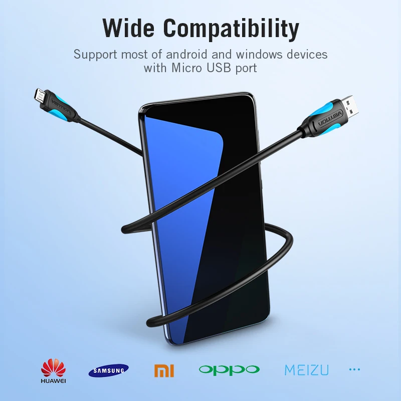 Кабель Micro USB Vention 2 А кабель для быстрой зарядки и передачи данных планшетов Samsung