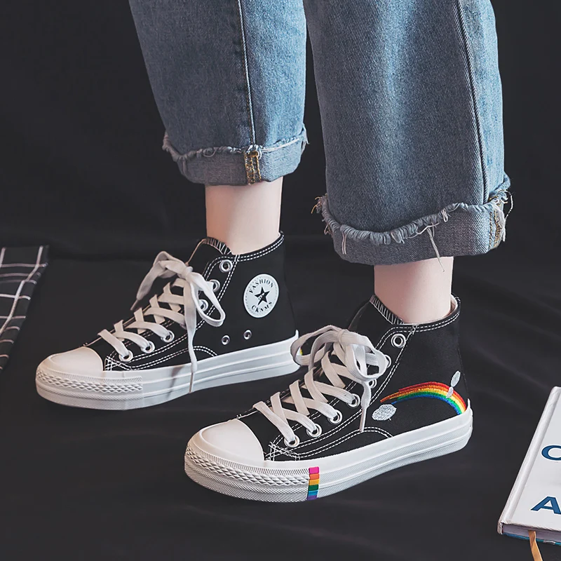 Лидер продаж женская парусиновая обувь Модные Повседневные Дышащие Высокие