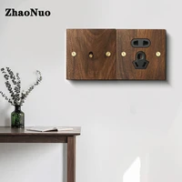 1 4 gang 2 way black walnut solid wood panel switch retro brass lever wall light toggle switch usb socket
