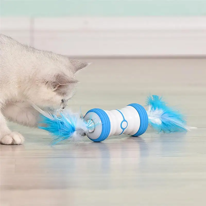 

LED Light Interactive Cat Toy 2 Modes Auto Rotate Cat Ball With Feather Roller Cat Toy USB Rolling Cat Ball LED Flashing Ball