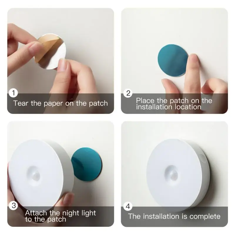 Motion Sensor LED Wireless Night Light Bedroom Lamp USB Rechargeable Energy-saving Automatic Wall-Mounted Body Induction | Лампы и