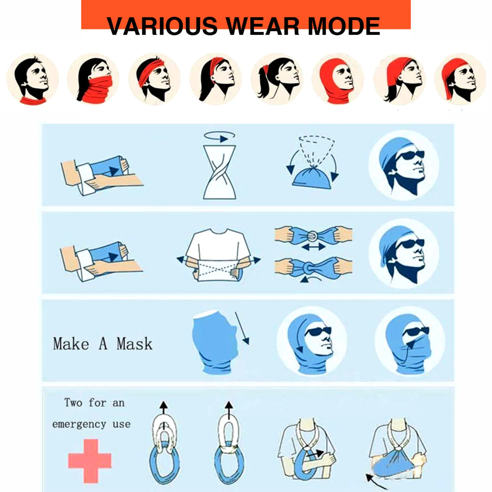 

3D magic scarf digital printing mask sunscreen changeable sports mask magic headscarf to support customization