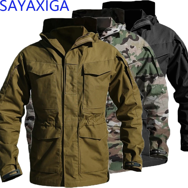 

Army Clothes Windbreaker Tactics Military Field Tactical Jacket Men Autumn Waterproof Flight Pilot Coat Hooded Drawstring Outfit