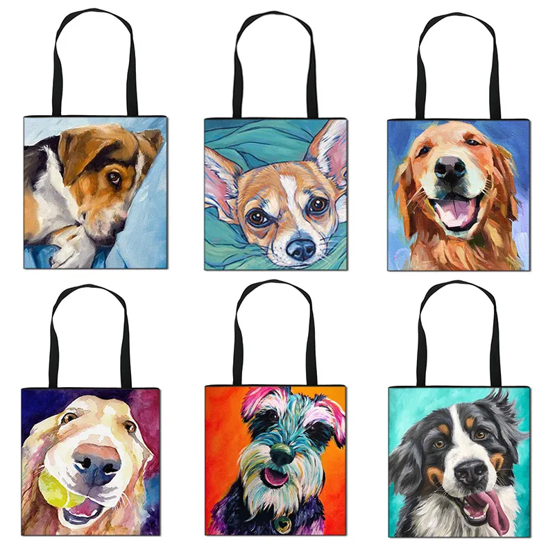 

Doberman Color Print Tote Bag Woman Shopping Shopping Foldable Storage Bag Girl Fashion Cute Dog Shoulder Bag Handbag Gift