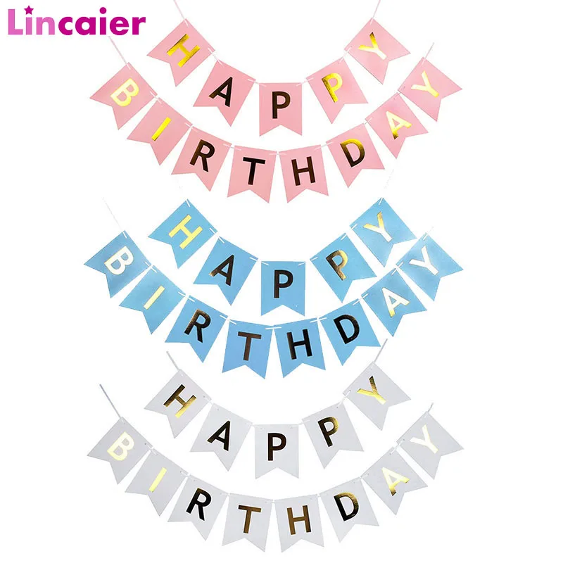 

Бумажный баннер с надписью «Happy Birthday», украшения для дня рождения, гирлянда из флажков для мальчиков и девочек, товары для взрослых, мой 1 год