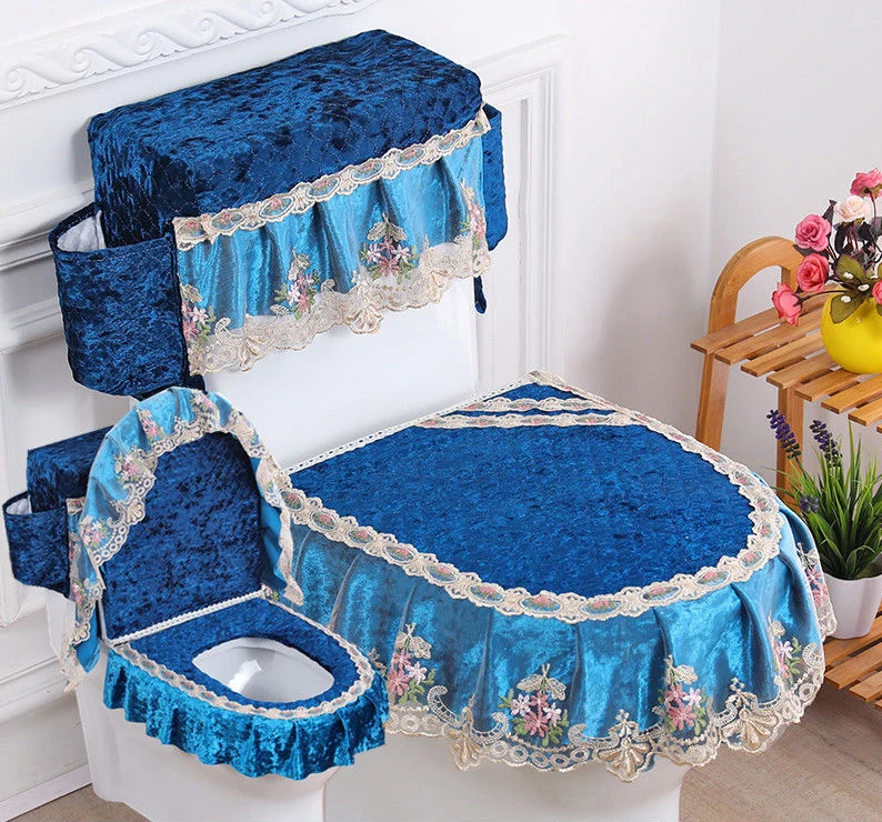 fyjafon 3pcs toilet seat cover washable toilet cover tank cover with storage bags bathroom plush blue red toilet overcoat free global shipping