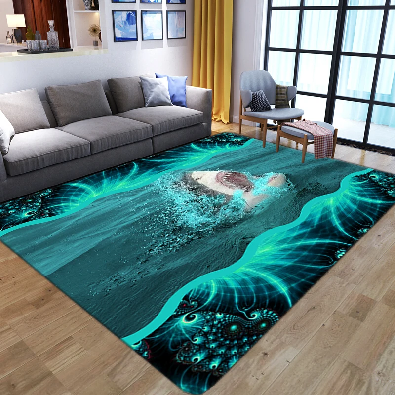 3D креативные ковры с аниме принтом океана и акулы мягкие фланелевые коврики