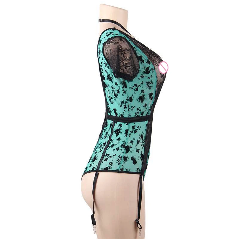 

Dark perfume Womens Sexy Costume Siamese Stockings Suit Coquettish Exposed Temptation Erotic Black Silk Polyester Large Size