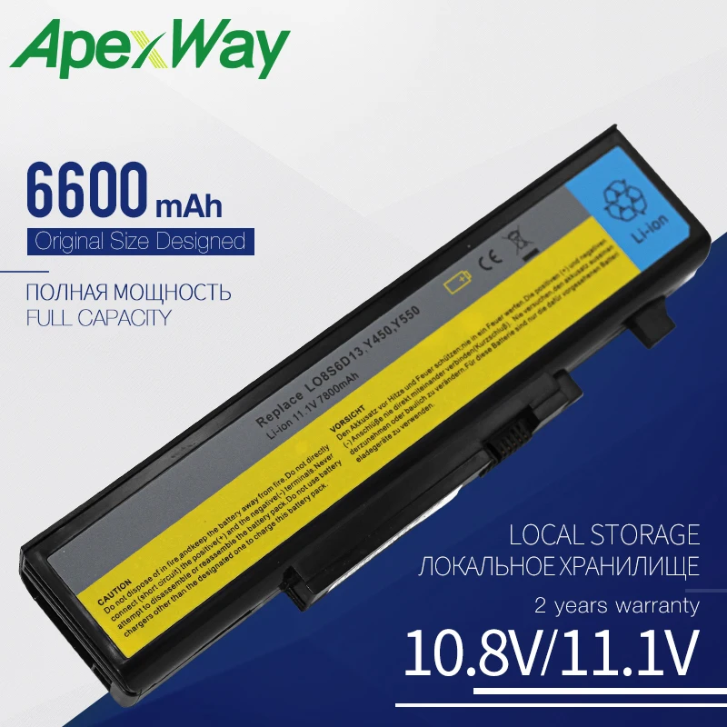 

Apexway 9 ячеек Аккумулятор для ноутбука Lenovo IdeaPad Y450 Y450A Y450G Y550 Y550A Y550P 55Y2054 L08L6D13 L08O6D13 L08S6D13 L08S6D13