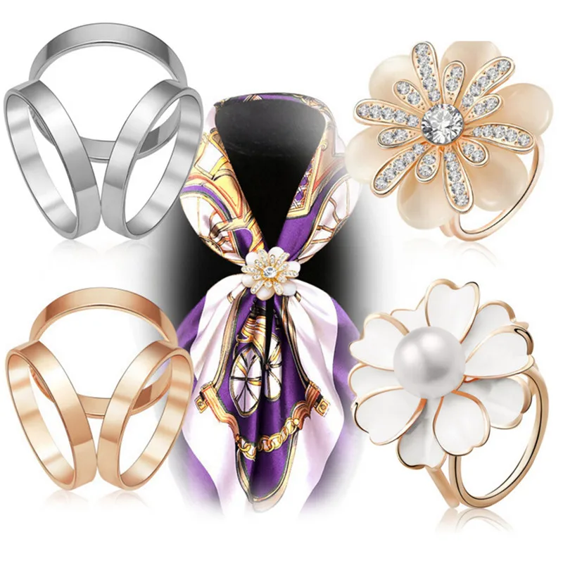 Горячая продажа 1 шт Стразы женский шарф кольцо зажим Пряжка держатель женские