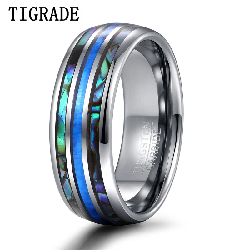 Кольца TIGRADE 8 мм из карбида вольфрама обручальные кольца в виде абалона с тремя