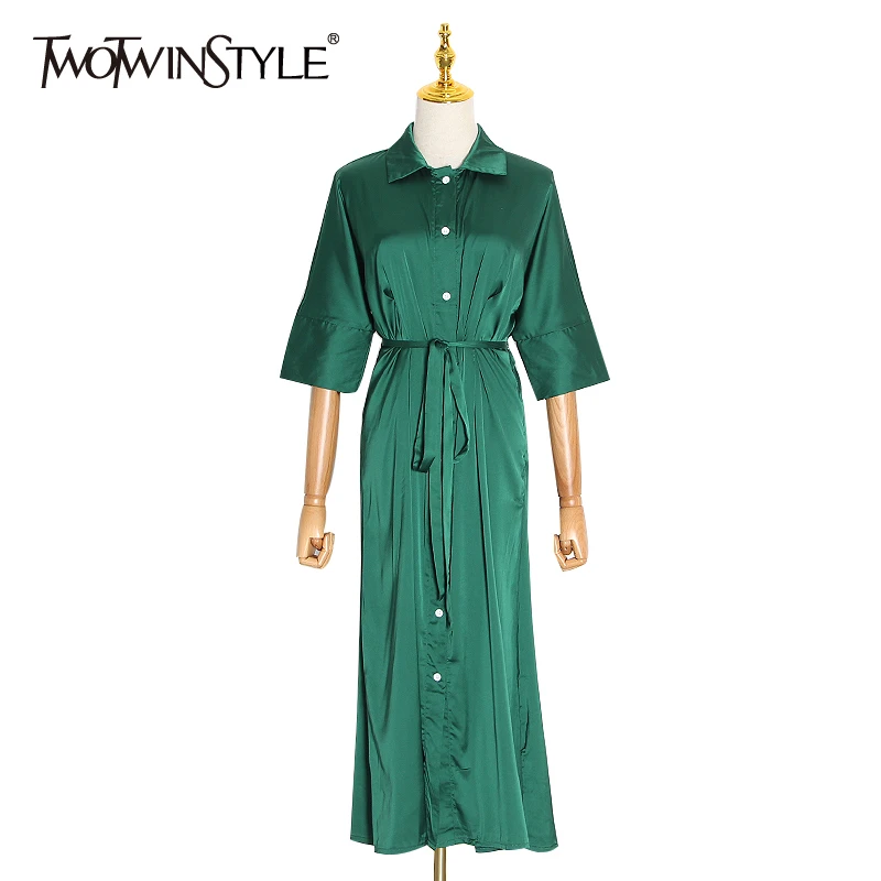 Женское шифоновое платье TWOTWINSTYLE весеннее белое с бантом отложным воротником