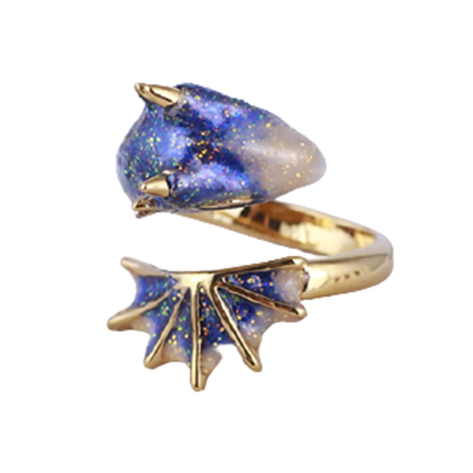 

Jewelry Ring Enamel Glaze Black Knight Dragons Triceratops Open Ring Adjustable Ornaments Durable and Interesting кольца 2021 т