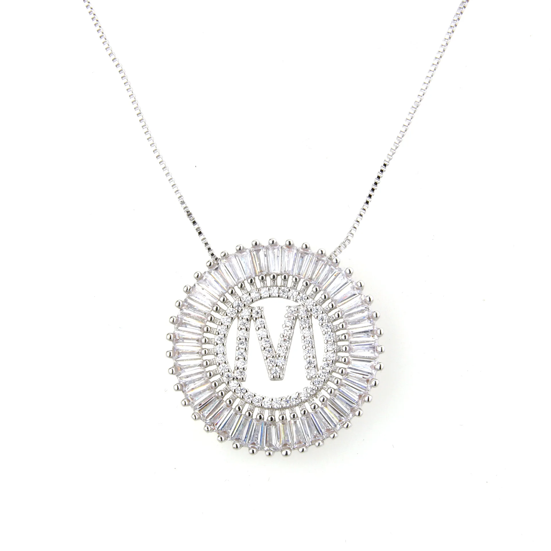 

4Colors Silver Zircon Letter Customized Pendant Necklace for Women