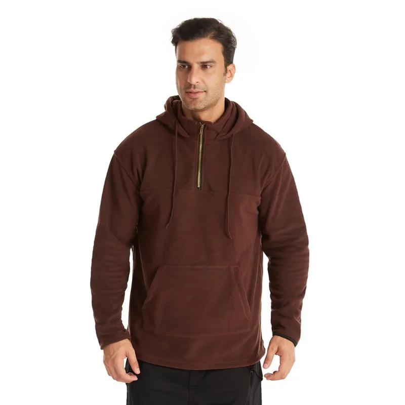 

Men's Sweatshirt 2021 New Fleece Half Zipper Sports Solid Color Pullover Long Sleeve Casual Outdoor Hoodies Men's Clothing