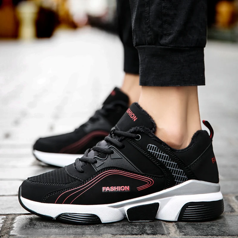 

Кроссовки мужские зимние, на шнуровке, с мехом, плюшевые, 38-48