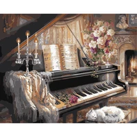 gatyztory zero basis diy painting by numbers handpainted oil painting piano picture colouring custom photo wall decor