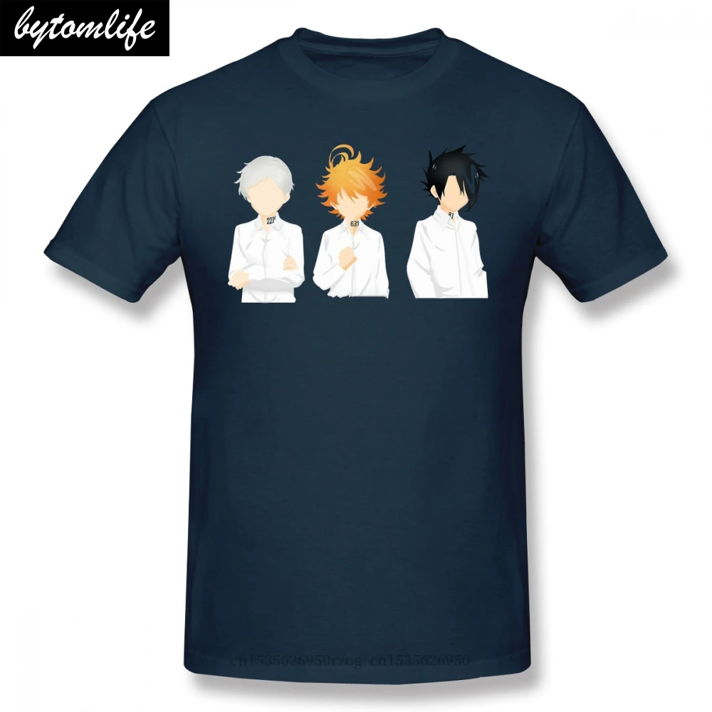 

Men Tops The Promised Neverland Emma Ainme T-Shirt Three Boy Pure Cotton Tees Harajuku TShirt