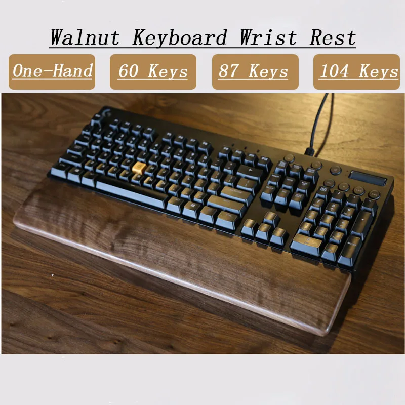 

One-Hand Oak Walnut Wooden Keyboard Wrist Rest For GK61 keys 87 104 keys with Anti-Slip Mat Pad For Mechanical Gaming Keyboard