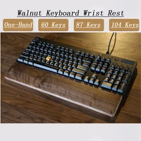 one hand oak walnut wooden keyboard wrist rest for gk61 keys 87 104 keys with anti slip mat pad for mechanical gaming keyboard