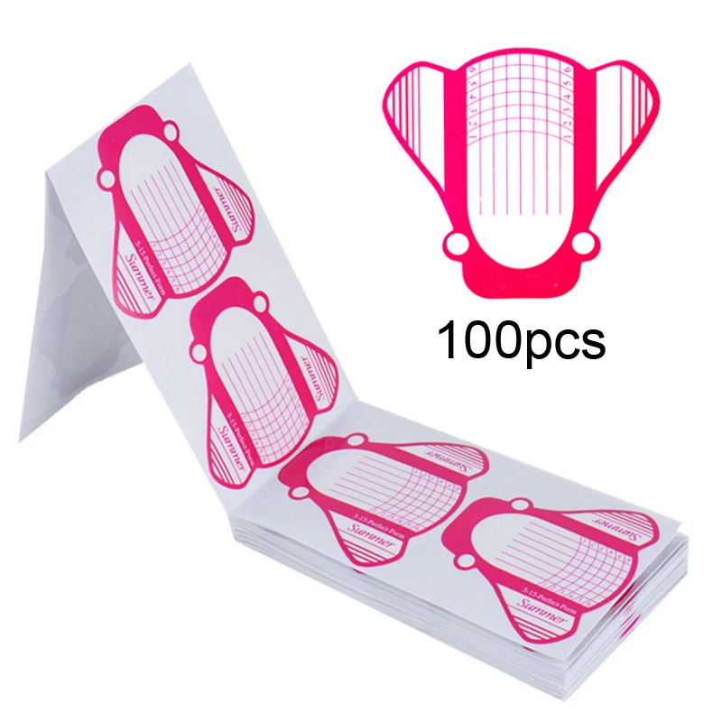 

Форма для нейл-арта, 100 шт., наклейки для наращивания ногтей, трафареты, инструменты для маникюра