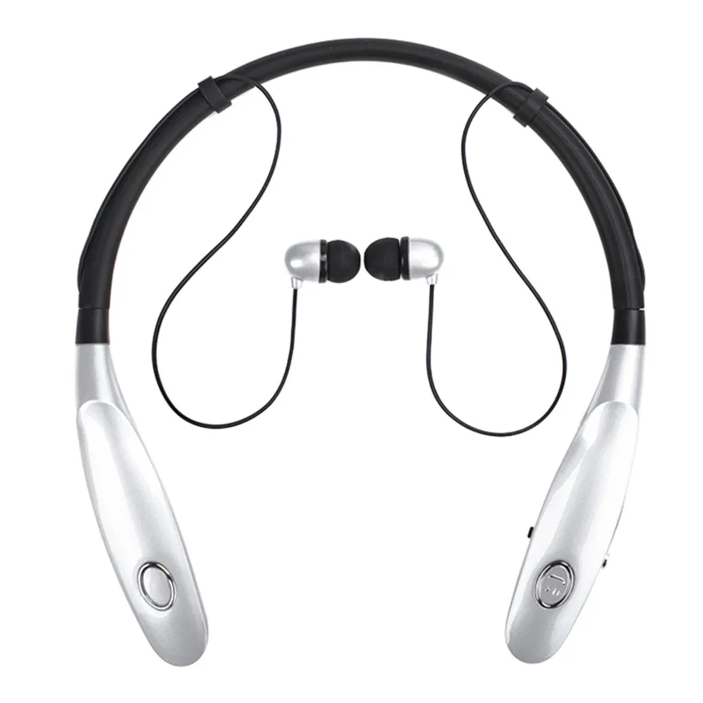 Silver Bluetooth 5,0, беспроводные наушники с креплением на шею, TWS, спортивные беспроводные наушники, Mibile Phone, IPX4, водонепроницаемая гарнитура с микрофоном - Цвет: Silver