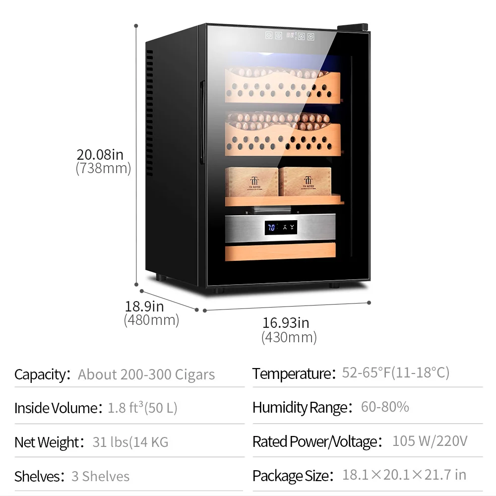 Humidificador de madera de cedro espa&ntilde;ol, refrigerador el&eacute;ctrico para cigarros, vino, gabinete para t&eacute;, humectante, sin ruido, ahorro de energ&iacute;a-1