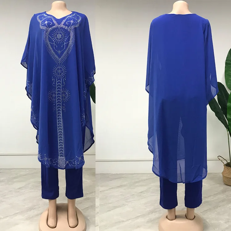 Африканская одежда для женщин летние африканские женские белые синие комплекты