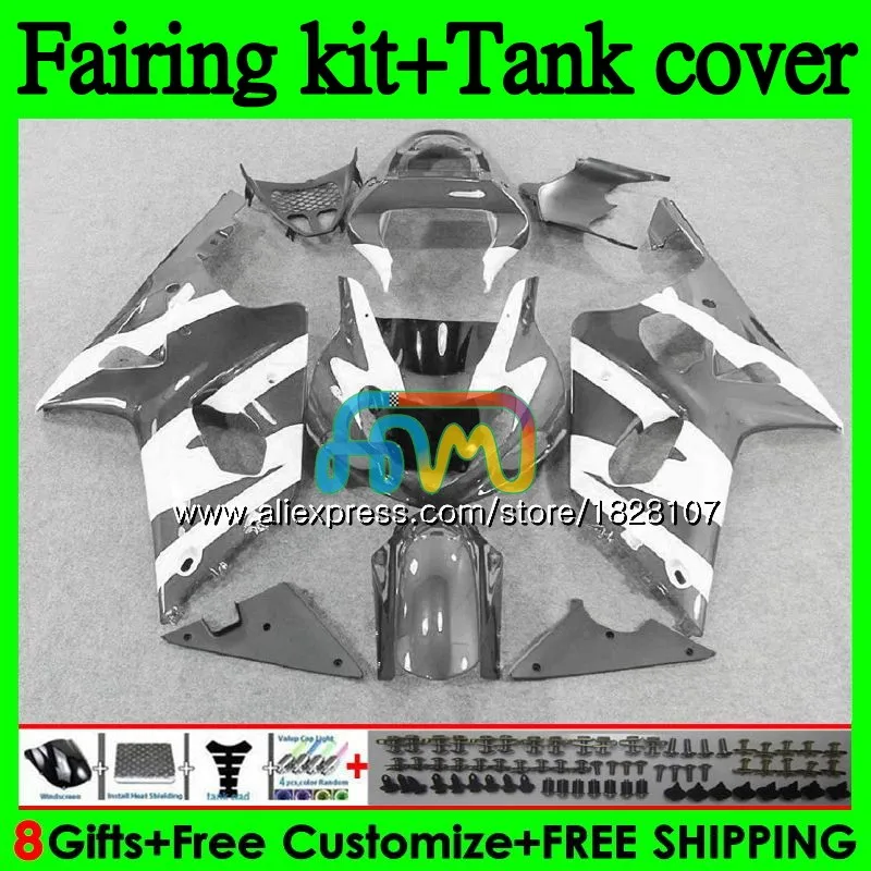 

+Tank K2 For SUZUKI GSXR1000 GSX R1000 GSX-R1000 96BS.123 GSXR-1000 GSXR 1000CC 1000 Grey white 00 01 02 2000 2001 2002 Fairing