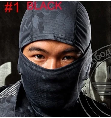black Военная Тактическая Маска для лица для охоты Kryptek камуфляжная мотоциклетная Балаклава ghillie Костюмы маска ниндзя - Цвет: black