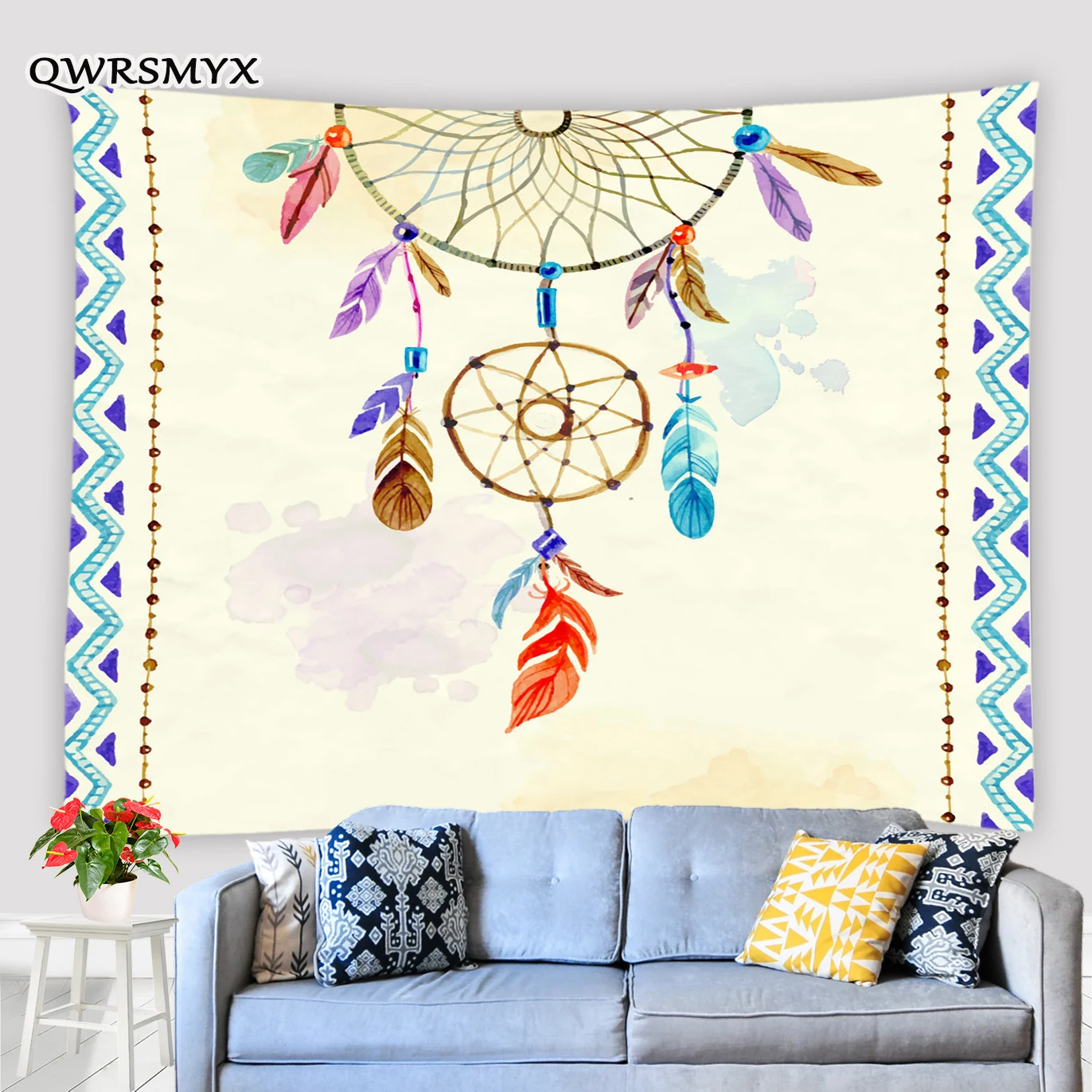 

Bohemian Hand Painted Watercolor Dream Catcher Tapestry Art Wall Hanging Living Room Bedroom Decor Wall Aesthetic Tapestries