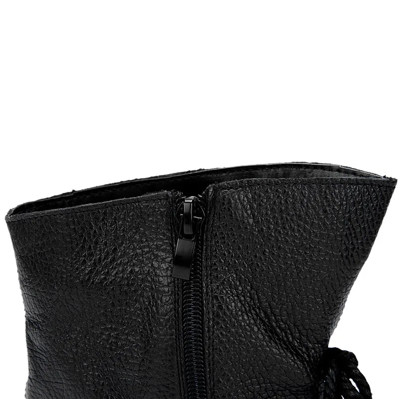 Зимние женские сапоги 2019 Модные Винтажные ботинки на молнии Женские Мягкая