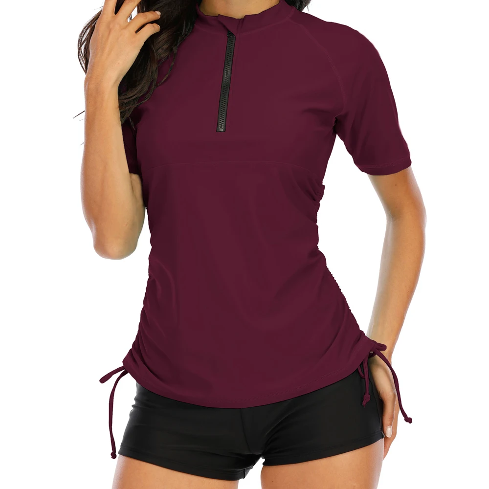 Женские рубашки с полумолнией топ боковой завязкой для серфинга рубашка