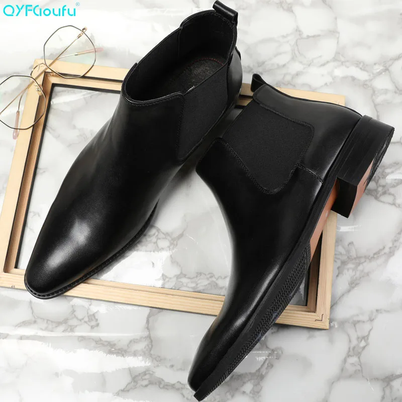 Брендовые ботинки-челси ручной работы QYFCIOUFU из натуральной кожи роскошные