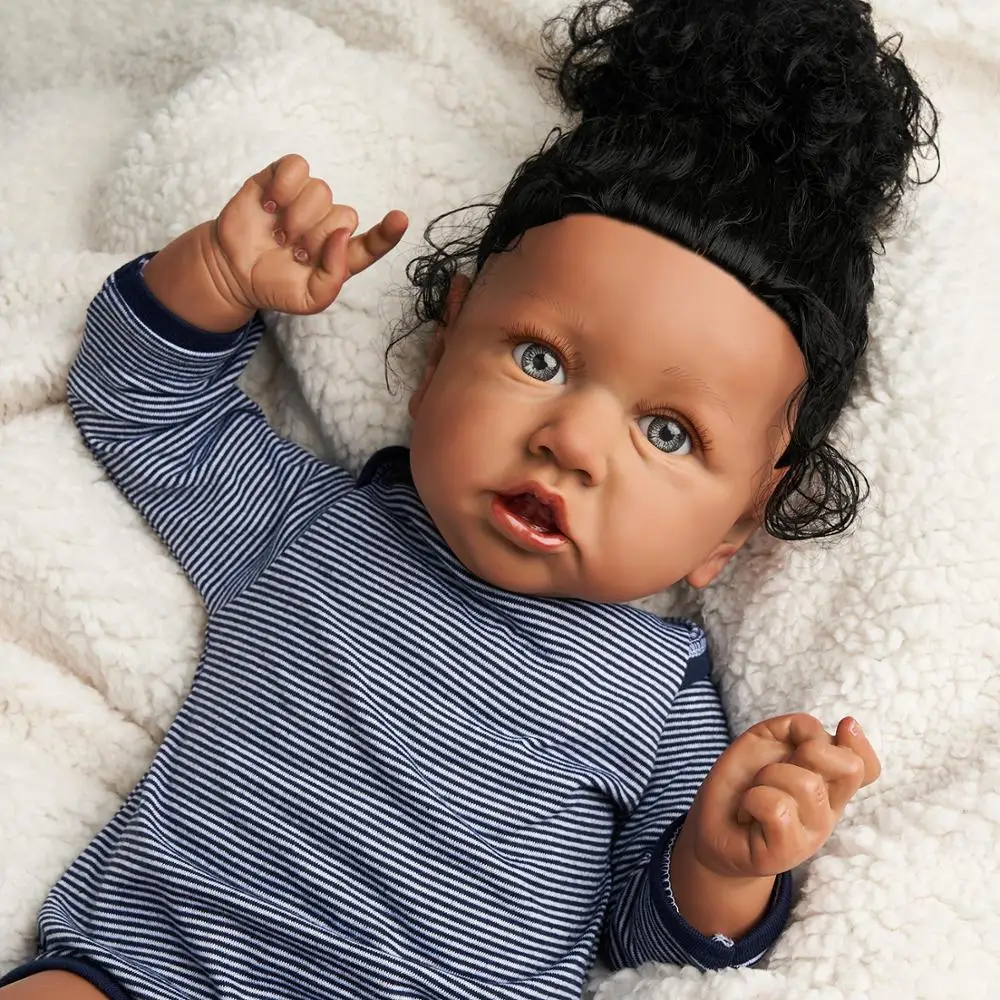 Кукла девочка младенец ADFO 22 дюйма виниловая афро американская кукла