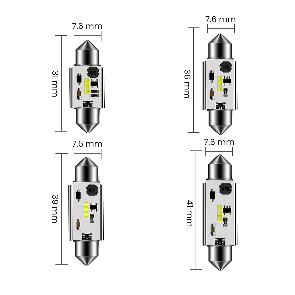 

AOSHIKE 2PCS Canbus Decoding CSP Double Tip Lamp 31MM 36MM 39MM 41MM Car Reading Lamp Auto License Interior Lighting
