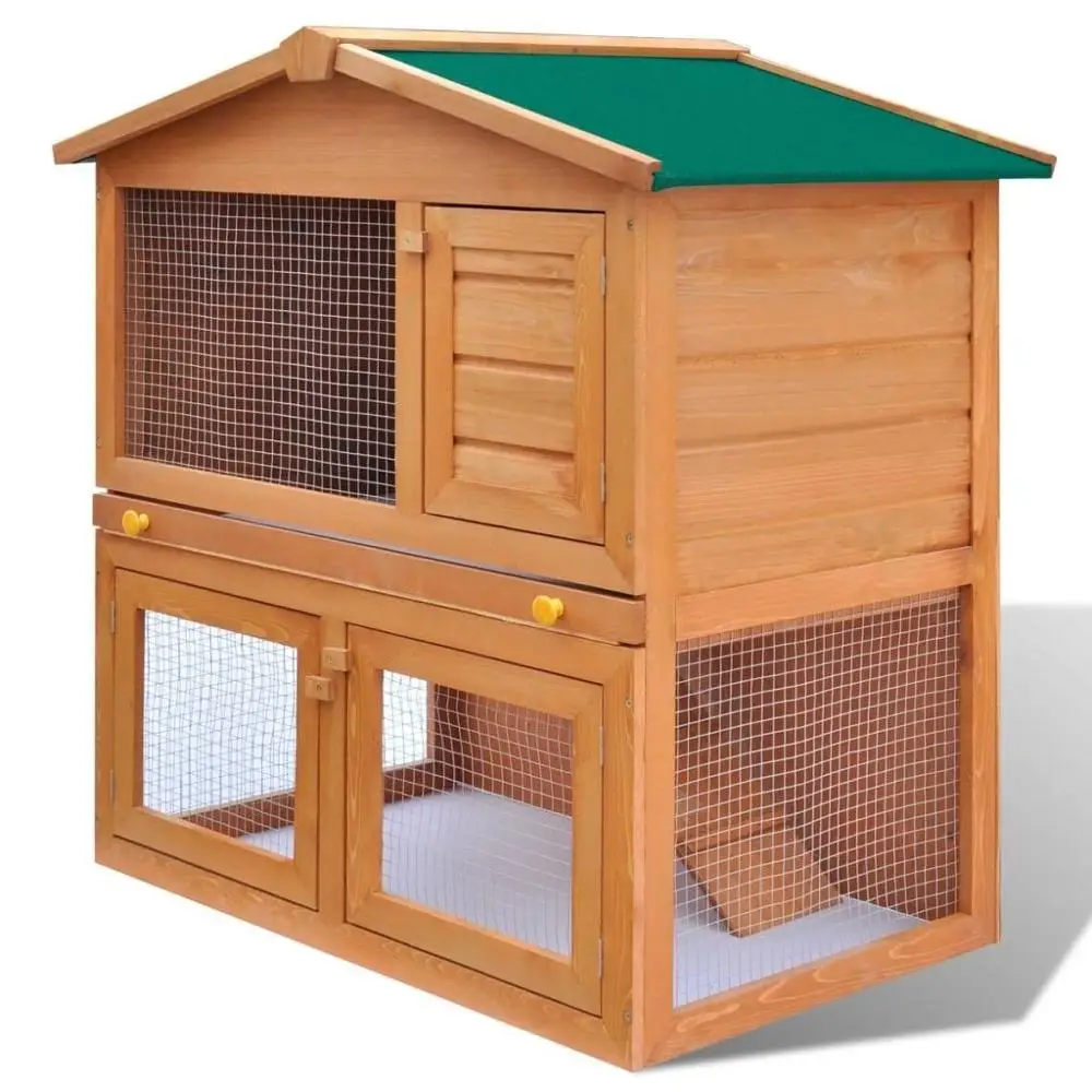 

Outdoor Rabbit Hutch Small Animal House Pet Cage 3 Doors WoodAAAASQW