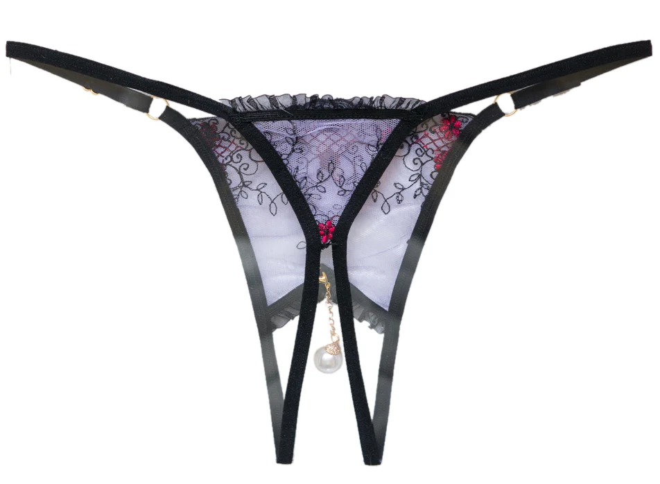 Трусики-стринги с открытой промежностью кружевные прозрачные сексуальные