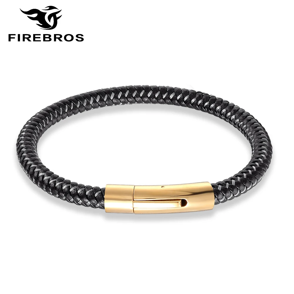 FIREBROS золотой цвет застежка провод из нержавеющей стали 6 мм плетеный браслет