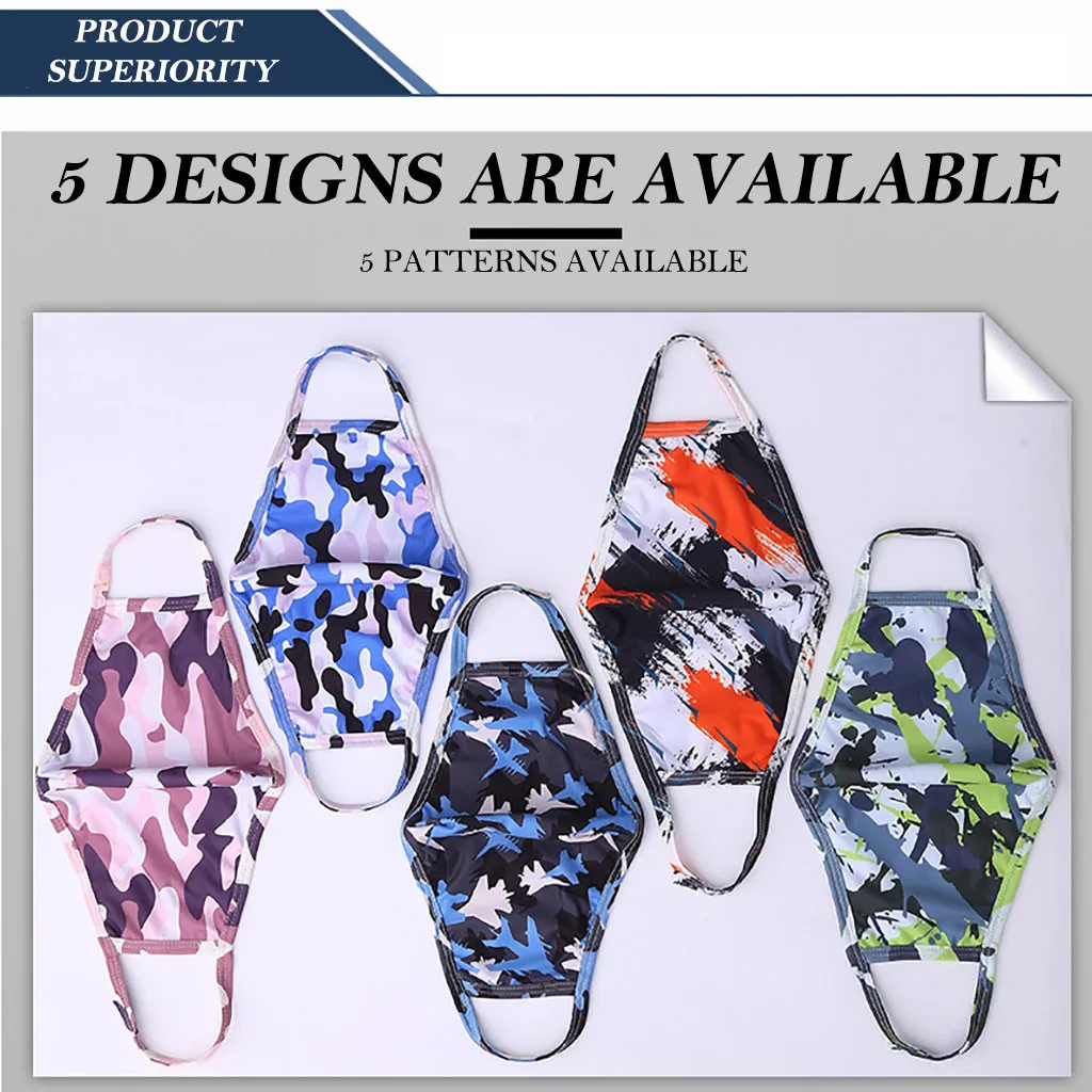 1 pcs Camouflage print party cosplay Mask costume women Washable Thin face masks Ice Silk for Adult#0724y40 |