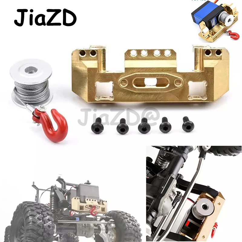 

TRX4 CNC Aluminum Brass Front Bumper with Servo Mount & 25T Steering Gear Servo Winch Wheel for 1/10 RC Crawler Traxxas TRX-4