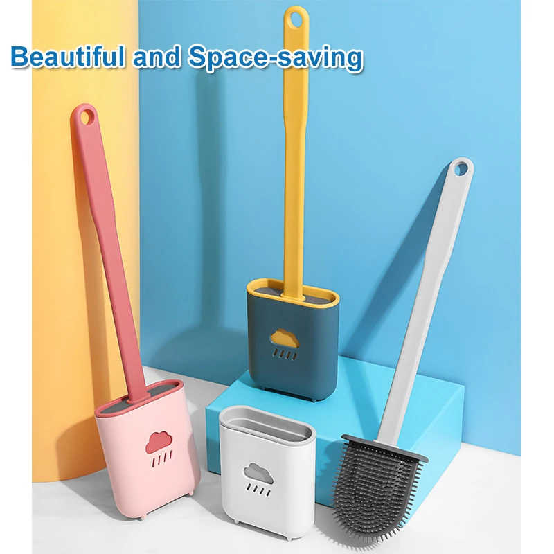 

TPR Toilet Brush Holder Sets WC Wall Hanging Household Floor Standing Soft Bristle Head Bathroom Cleaning Brush Set Accessories