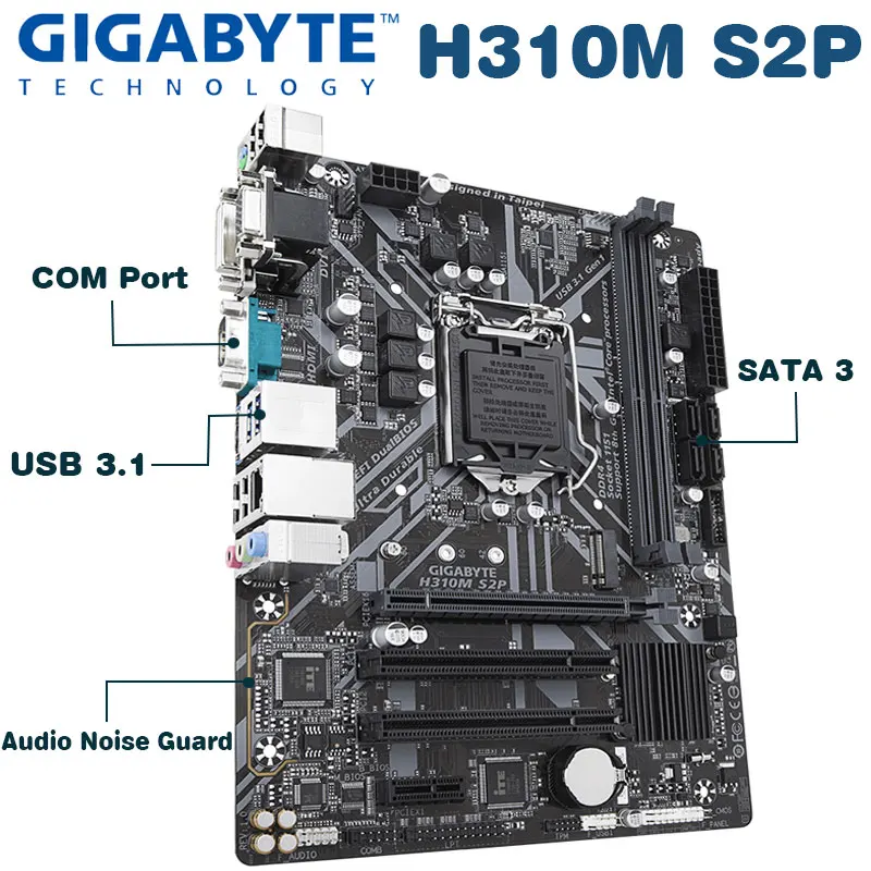 

Mainboard GIGABYTE H310M S2P LGA 1151 8th ddr4 PCI-E 3.0 X16 M.2 SATA 3 USB3.1 Micro-ATX For Desktop Intel H310 Used Motherboard