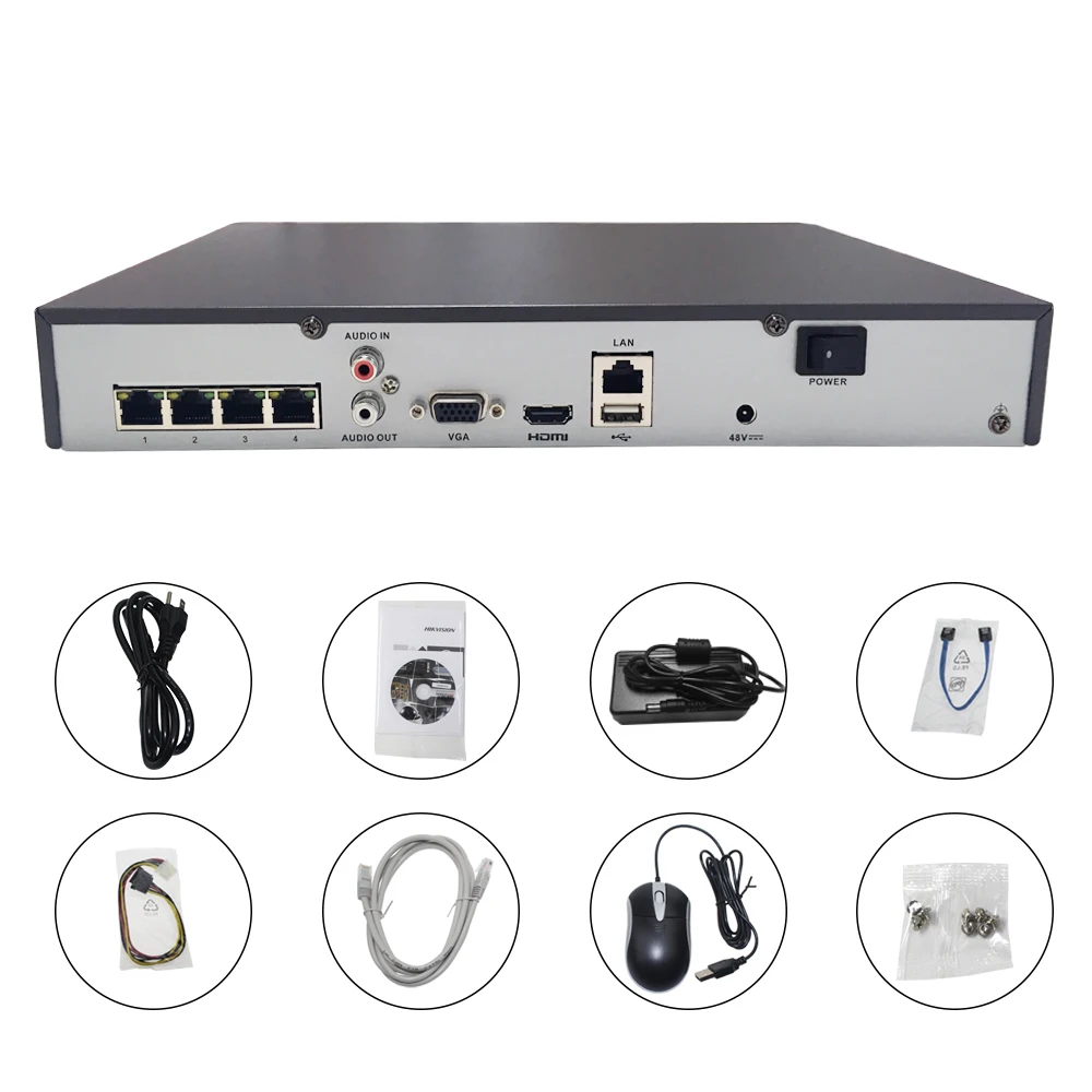 Сетевой видеорегистратор Hikvision NVR 4 канала DS-7604NI-K1/4 P порта PoE IP-камера