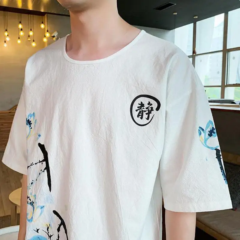 

Plus Size 5XL 4XL Men Tracksuits Suits Set Cotton Short Sleeve Summer Mens Clothing Crew-Neck TShirt + Cropped Pants XXXXXL